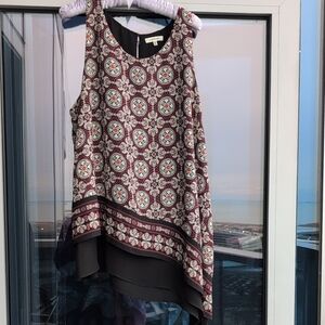 Max Studio Black and Pink Patterned Top